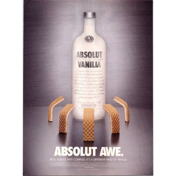 2003 Absolut Vodka Vanilla Wafers Cookies Vintage Print Ad Bar Man Cave Wall Art - Picture 1 of 2